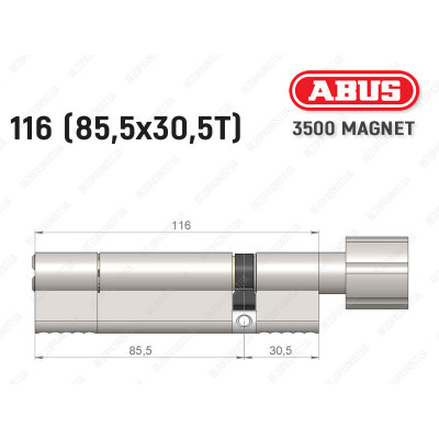 Циліндр ABUS BRAVUS MAGNET 3500 MX, з тумблером, 115 мм (85х30T)