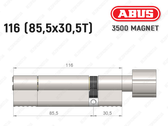 Цилиндр ABUS BRAVUS MAGNET 3500 MX, с тумблером, 115 мм (85х30T)