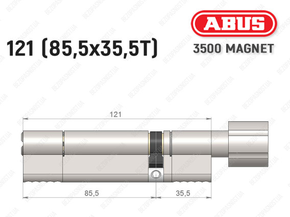 Циліндр ABUS BRAVUS MAGNET 3500 MX, з тумблером, 120 мм (85х35T)