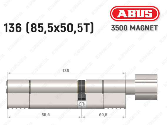 Цилиндр ABUS BRAVUS MAGNET 3500 MX, с тумблером, 135 мм (85х50T)