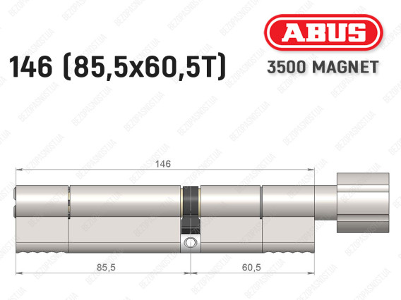 Цилиндр ABUS BRAVUS MAGNET 3500 MX, с тумблером, 145 мм (85х60T)