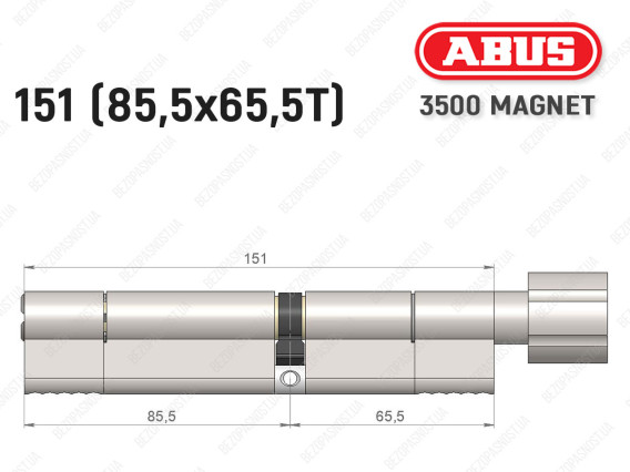 Циліндр ABUS BRAVUS MAGNET 3500 MX, з тумблером, 150 мм (85х65T)