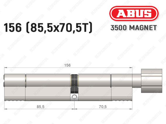 Циліндр ABUS BRAVUS MAGNET 3500 MX, з тумблером, 155 мм (85х70T)