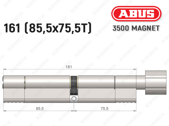 Цилиндр ABUS BRAVUS MAGNET 3500 MX, с тумблером, 160 мм (85х75T)