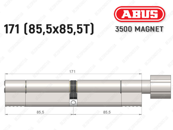 Циліндр ABUS BRAVUS MAGNET 3500 MX, з тумблером, 170 мм (85х85T)