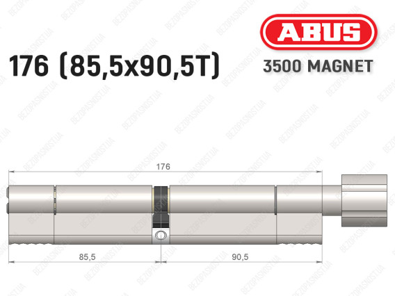 Циліндр ABUS BRAVUS MAGNET 3500 MX, з тумблером, 175 мм (85х90T)