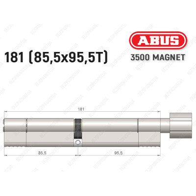 Цилиндр ABUS BRAVUS MAGNET 3500 MX, с тумблером, 180 мм (85х95T)
