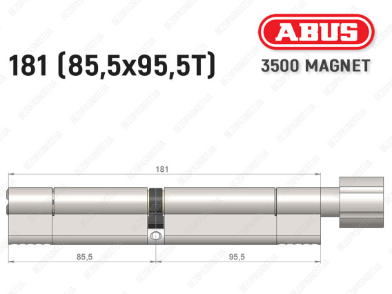 Цилиндр ABUS BRAVUS MAGNET 3500 MX, с тумблером, 180 мм (85х95T)
