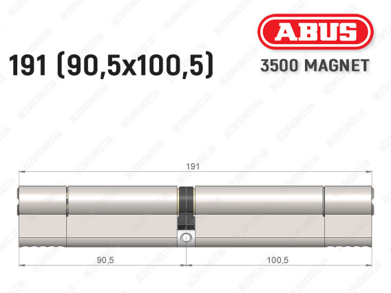 Циліндр ABUS BRAVUS MAGNET 3500 MX, ключ-ключ, 190 мм (90х100)
