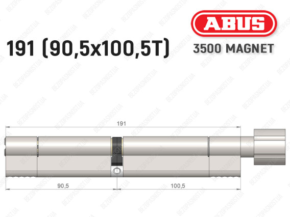 Циліндр ABUS BRAVUS MAGNET 3500 MX, з тумблером, 190 мм (90х100T)