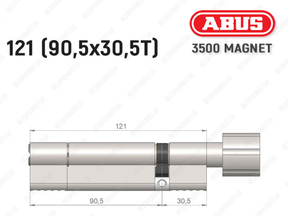 Цилиндр ABUS BRAVUS MAGNET 3500 MX, с тумблером, 120 мм (90х30T)