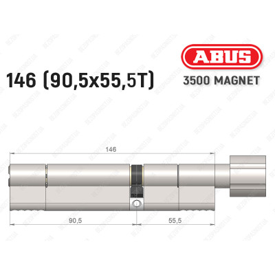 Циліндр ABUS BRAVUS MAGNET 3500 MX, з тумблером, 145 мм (90х55T)