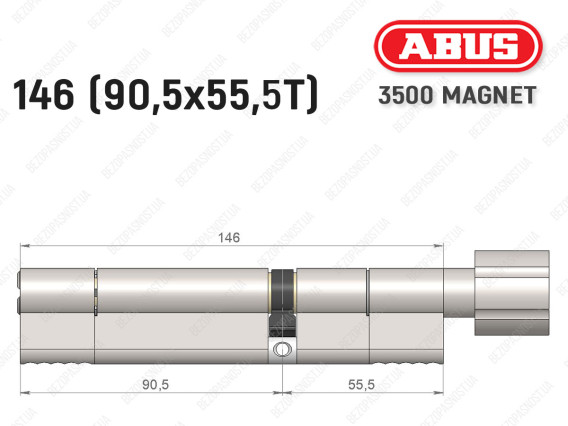 Циліндр ABUS BRAVUS MAGNET 3500 MX, з тумблером, 145 мм (90х55T)