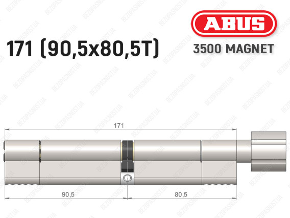 Циліндр ABUS BRAVUS MAGNET 3500 MX, з тумблером, 170 мм (90х80T)