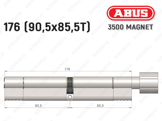 Циліндр ABUS BRAVUS MAGNET 3500 MX, з тумблером, 175 мм (90х85T)