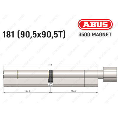 Цилиндр ABUS BRAVUS MAGNET 3500 MX, с тумблером, 180 мм (90х90T)
