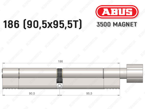 Цилиндр ABUS BRAVUS MAGNET 3500 MX, с тумблером, 185 мм (90х95T)