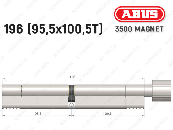 Цилиндр ABUS BRAVUS MAGNET 3500 MX, с тумблером, 195 мм (95х100T)