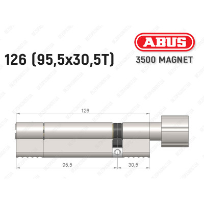 Циліндр ABUS BRAVUS MAGNET 3500 MX, з тумблером, 125 мм (95х30T)
