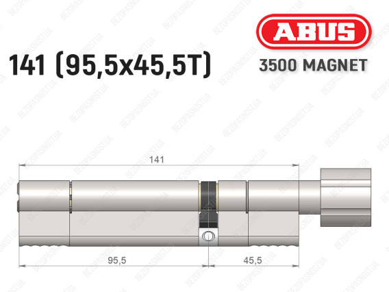 Циліндр ABUS BRAVUS MAGNET 3500 MX, з тумблером, 140 мм (95х45T)