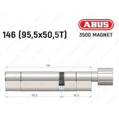 Циліндр ABUS BRAVUS MAGNET 3500 MX, з тумблером, 145 мм (95х50T)