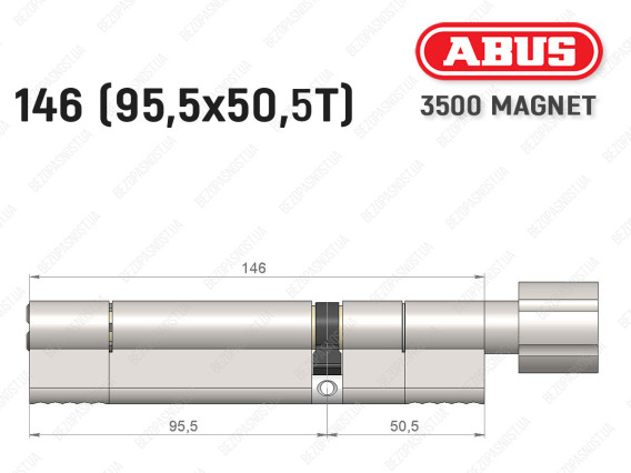 Циліндр ABUS BRAVUS MAGNET 3500 MX, з тумблером, 145 мм (95х50T)