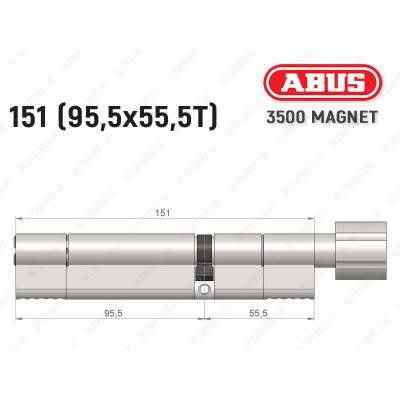 Циліндр ABUS BRAVUS MAGNET 3500 MX, з тумблером, 150 мм (95х55T)