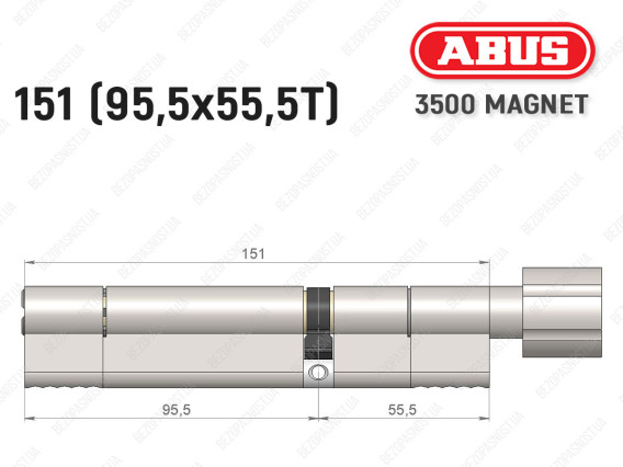 Циліндр ABUS BRAVUS MAGNET 3500 MX, з тумблером, 150 мм (95х55T)