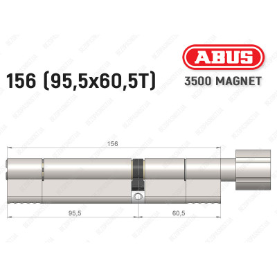 Цилиндр ABUS BRAVUS MAGNET 3500 MX, с тумблером, 155 мм (95х60T)