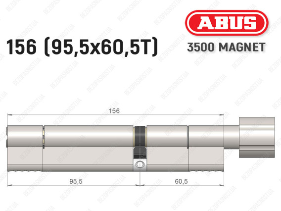 Циліндр ABUS BRAVUS MAGNET 3500 MX, з тумблером, 155 мм (95х60T)