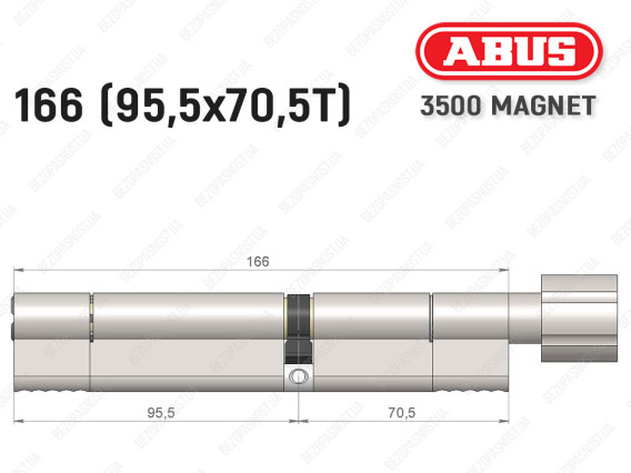 Цилиндр ABUS BRAVUS MAGNET 3500 MX, с тумблером, 165 мм (95х70T)