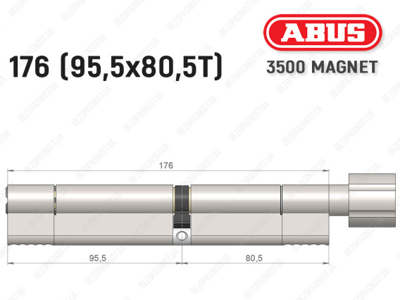Цилиндр ABUS BRAVUS MAGNET 3500 MX, с тумблером, 175 мм (95х80T)