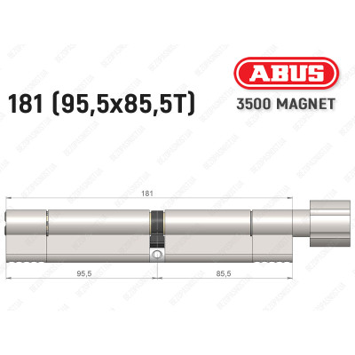 Цилиндр ABUS BRAVUS MAGNET 3500 MX, с тумблером, 180 мм (95х85T)