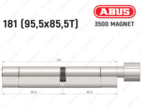 Циліндр ABUS BRAVUS MAGNET 3500 MX, з тумблером, 180 мм (95х85T)