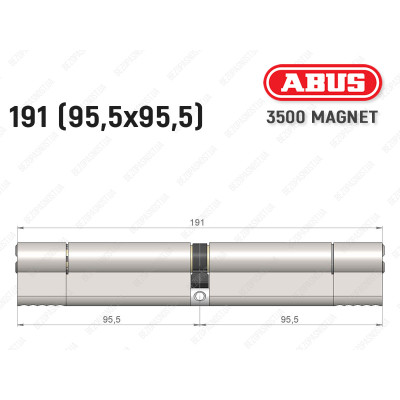 Цилиндр ABUS BRAVUS MAGNET 3500 MX, ключ-ключ, 190 мм (95х95)