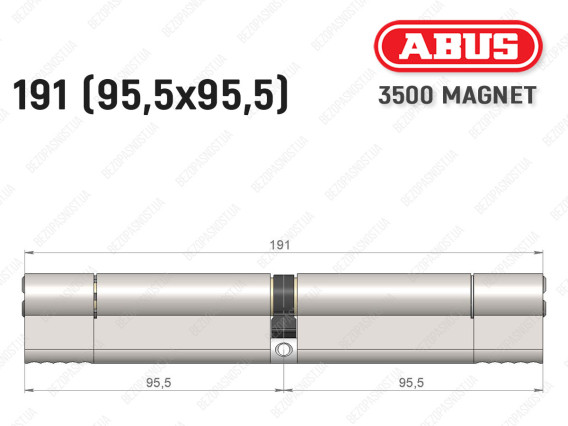 Циліндр ABUS BRAVUS MAGNET 3500 MX, ключ-ключ, 190 мм (95х95)