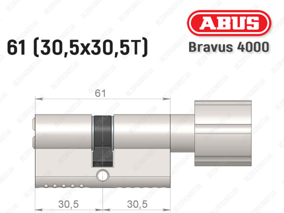 Циліндр ABUS BRAVUS 4000 Compact, з тумблером, 60 мм (30х30Т)