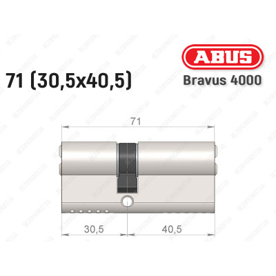 Цилиндр ABUS BRAVUS 4000 Compact, ключ-ключ, 70 мм (30х40)