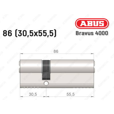 Цилиндр ABUS BRAVUS 4000 Compact, ключ-ключ, 85 мм (30х55)