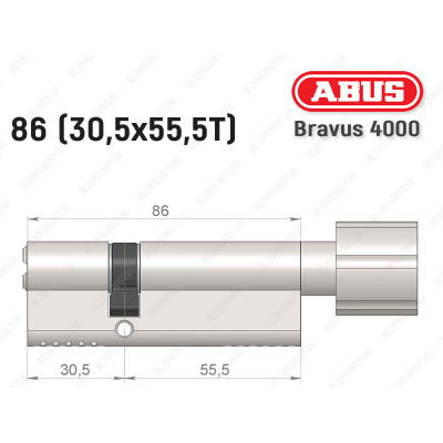 Циліндр ABUS BRAVUS 4000 Compact, з тумблером, 85 мм (30х55Т)