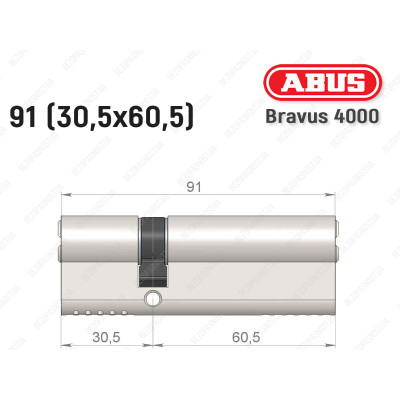 Цилиндр ABUS BRAVUS 4000 Compact, ключ-ключ, 90 мм (30х60)