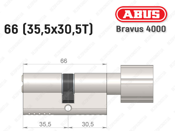 Цилиндр ABUS BRAVUS 4000 Compact, с тумблером, 65 мм (35х30Т)