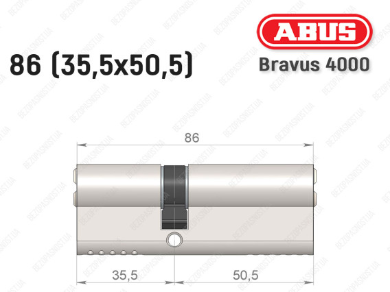 Цилиндр ABUS BRAVUS 4000 Compact, ключ-ключ, 85 мм (35х50)