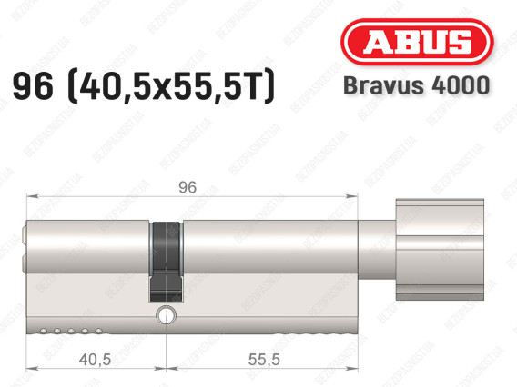 Цилиндр ABUS BRAVUS 4000 Compact, с тумблером, 95 мм (40х55Т)