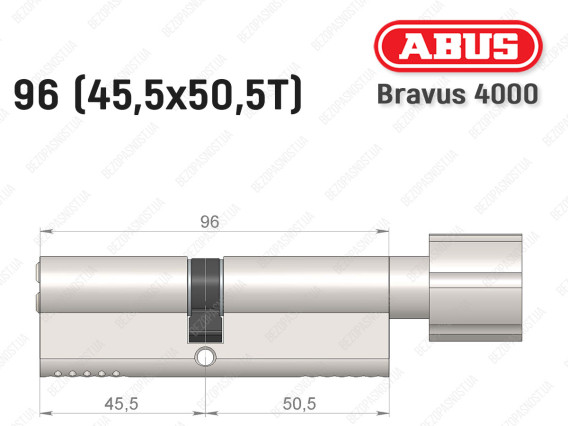 Циліндр ABUS BRAVUS 4000 Compact, з тумблером, 95 мм (45х50Т)