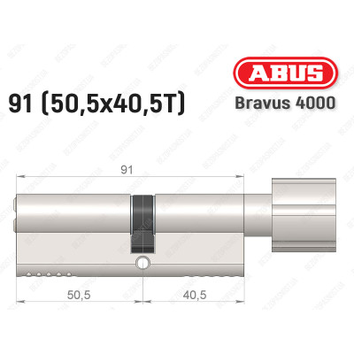Циліндр ABUS BRAVUS 4000 Compact, з тумблером, 90 мм (50х40Т)