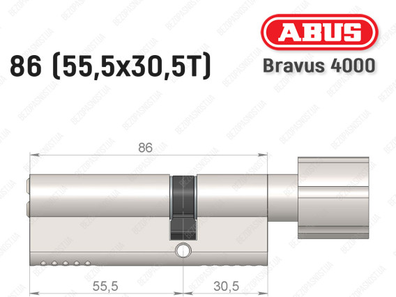 Циліндр ABUS BRAVUS 4000 Compact, з тумблером, 85 мм (55х30Т)