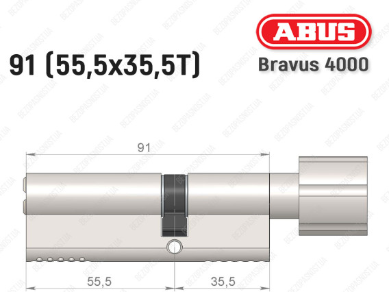 Циліндр ABUS BRAVUS 4000 Compact, з тумблером, 90 мм (55х35Т)