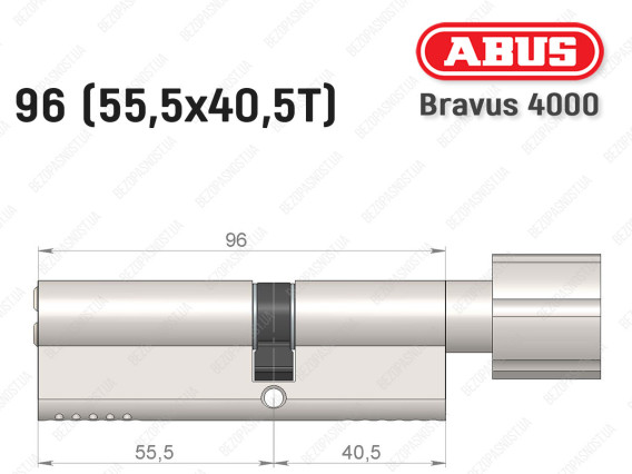 Циліндр ABUS BRAVUS 4000 Compact, з тумблером, 95 мм (55х40Т)