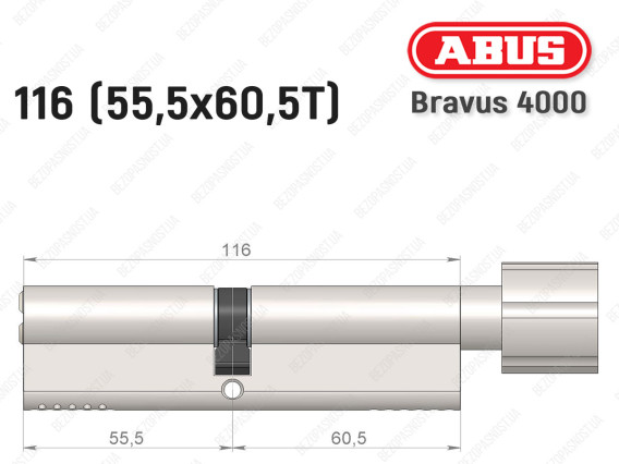 Цилиндр ABUS BRAVUS 4000 Compact, с тумблером, 115 мм (55х60Т)
